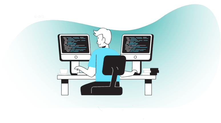 Web developers coding remotely